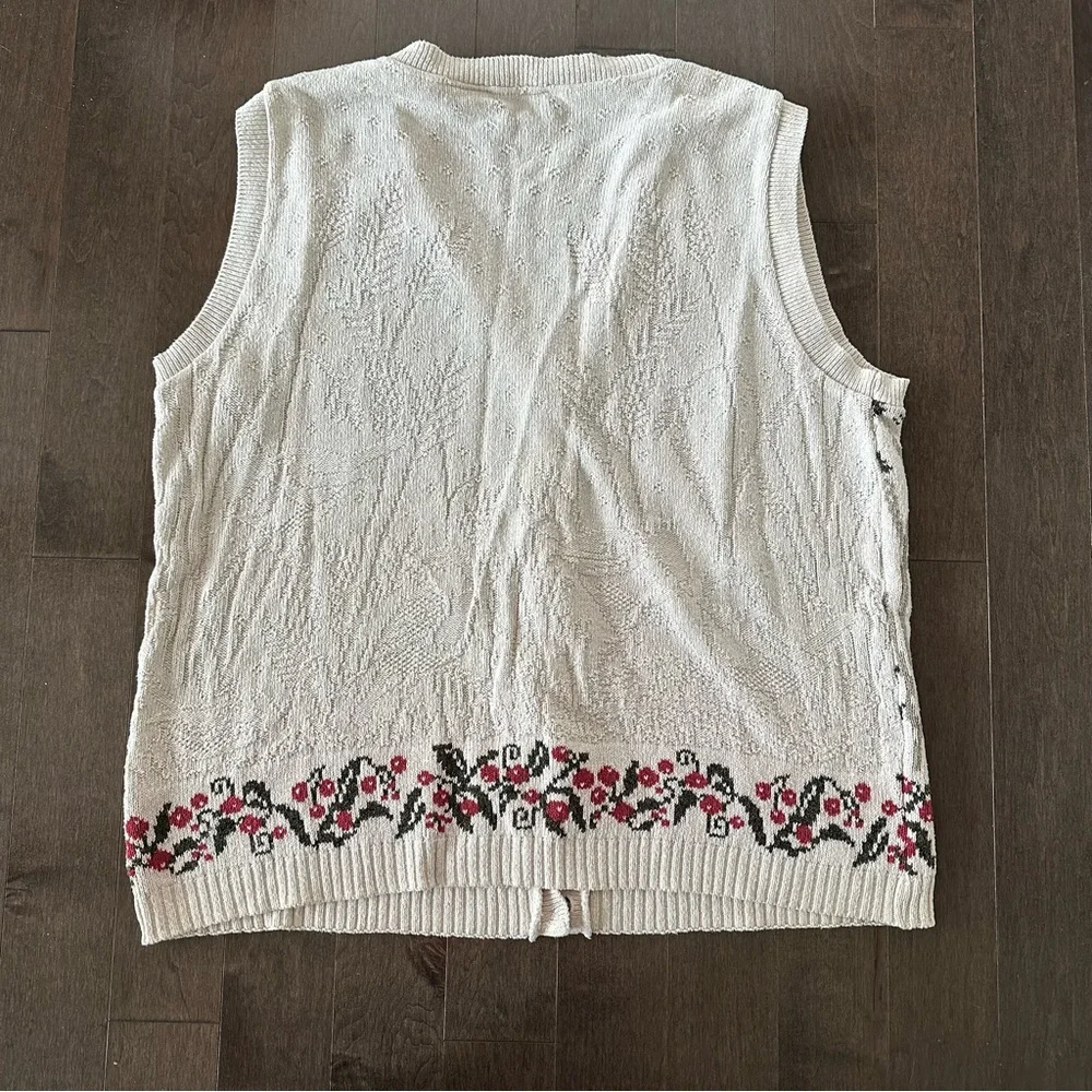 Vintage Northern Reflections Sweater Vest Bird Floral Cottagecore Prairie XL - Picture 7 of 8